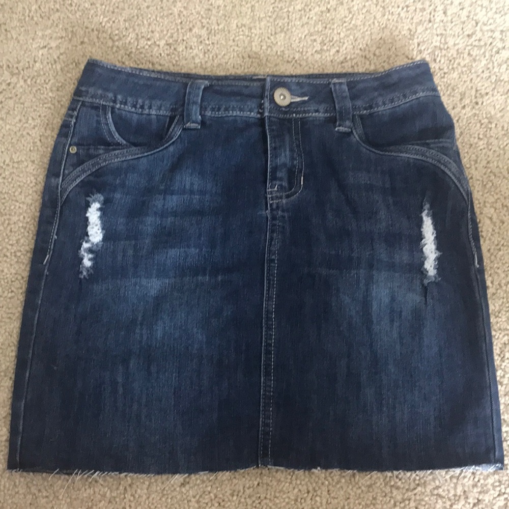 Slightly Distressed Denim Skirt